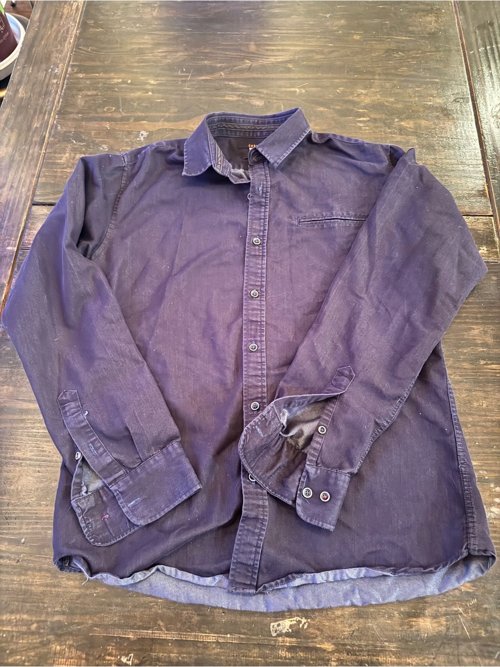 CHSY Casual Long-Sleeve Button-Down Shirt in Navy